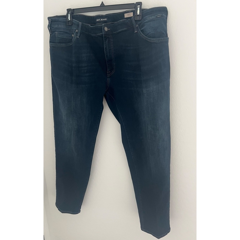 Mavi Men's Dark Wash Zip Up Zach Straight Leg 5 Pocket  Jeans 46/32‎